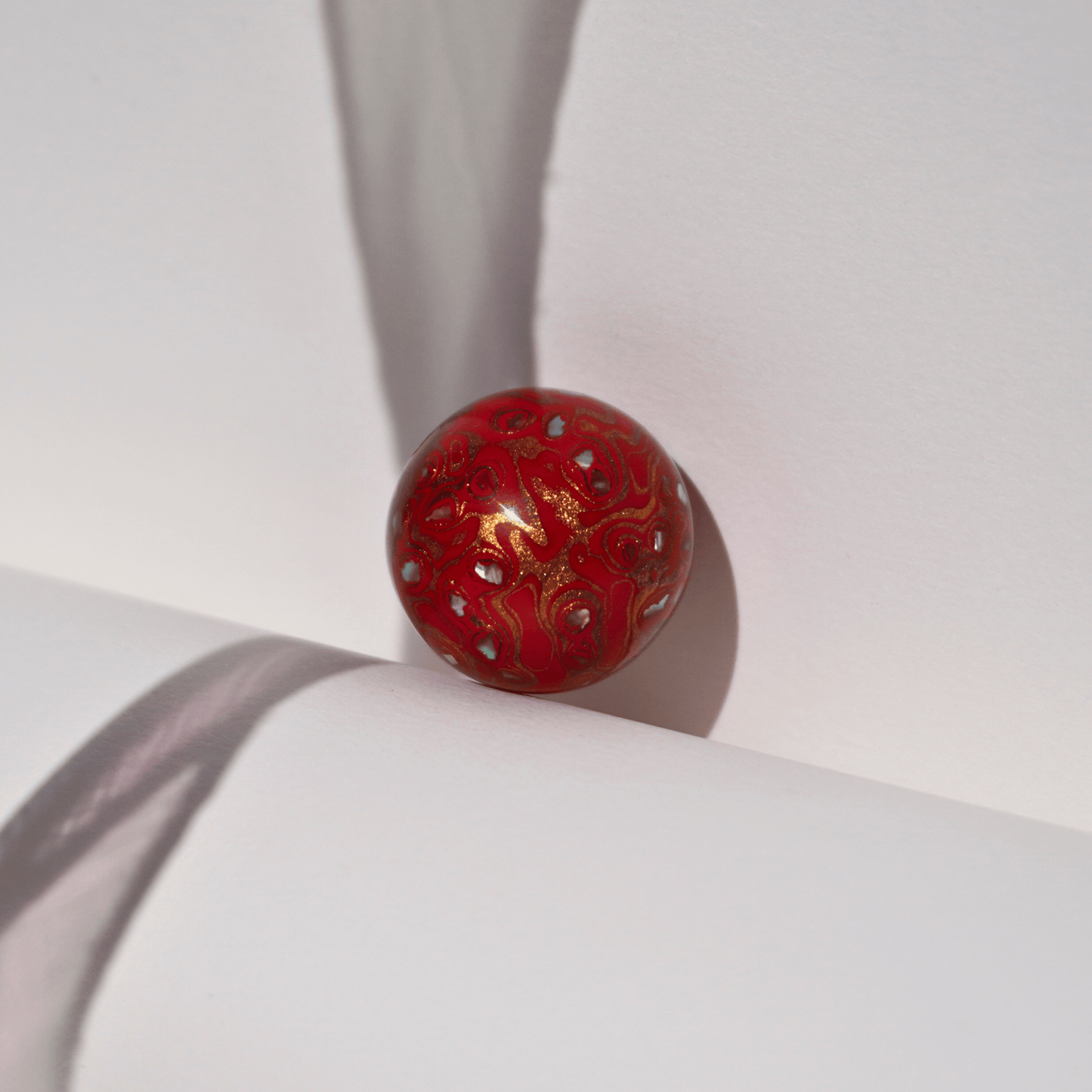 Blood Apricot ritual bead in sun-warmed orange-red gradient, botanical resin_1