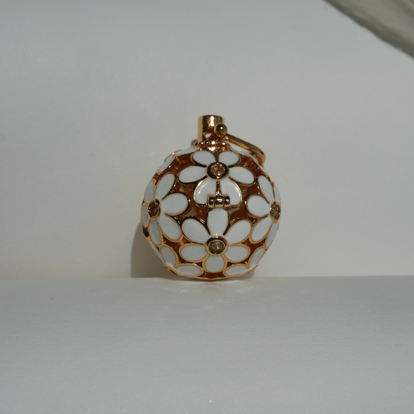 Gold floral cage pendant holder for ritual or crystal beads_2