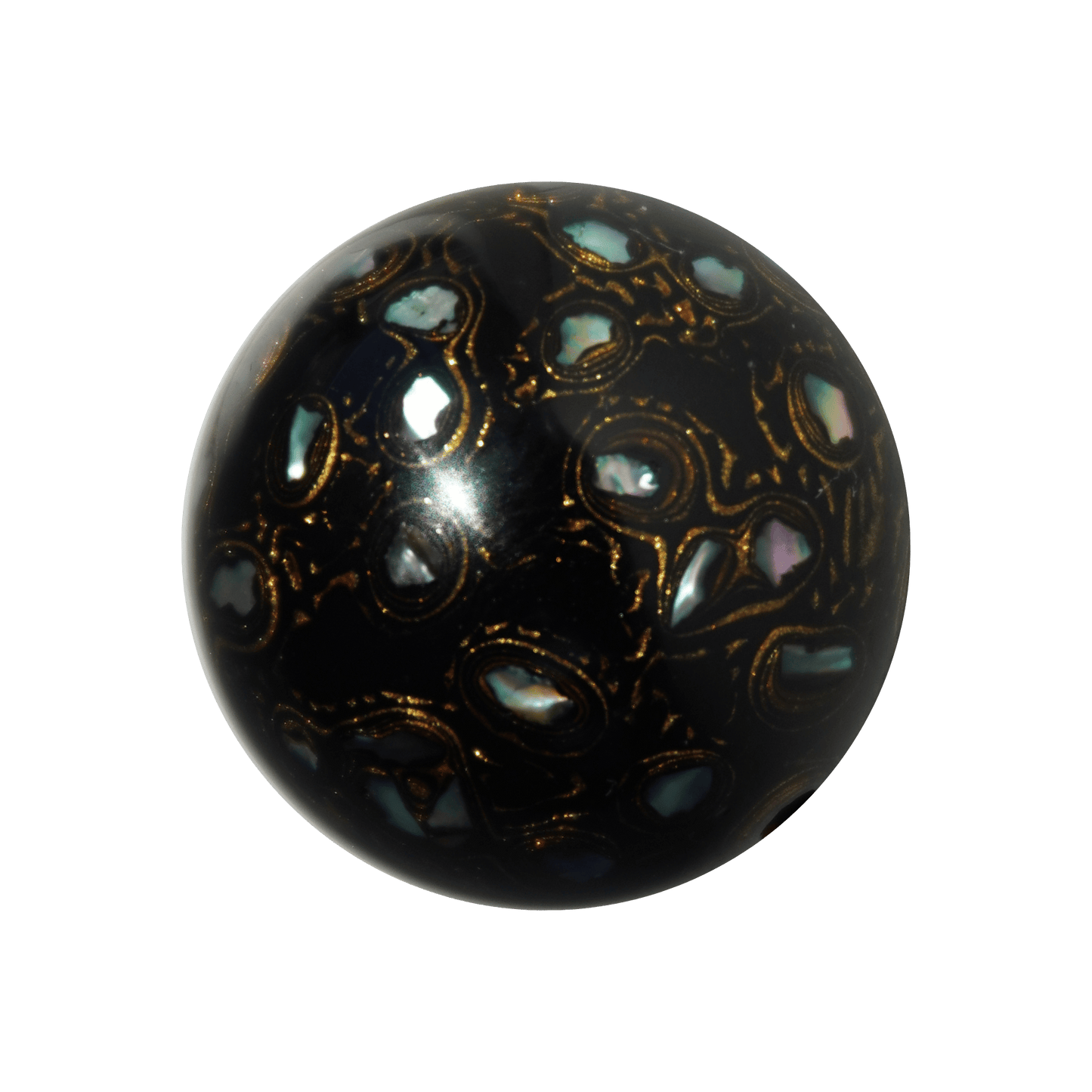 Rich Black ritual bead with high-gloss black finish, hand-layered organic resin_main