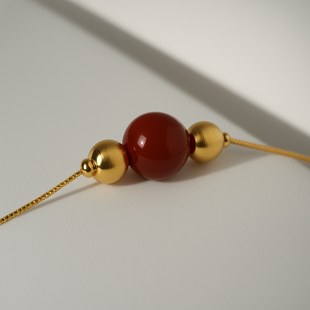 Beaubeaboo Red Agate Golden Chain Bracelet