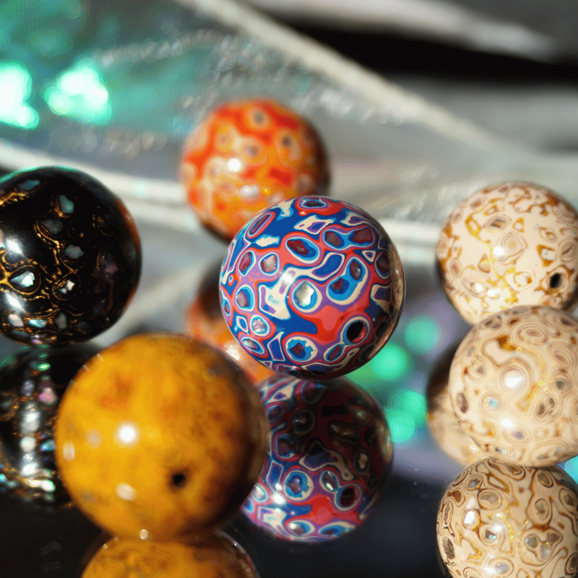 Beaubeaboo hand-layered bead in glossy finish crafted for ritual jewelry and spiritual adornment Hero Picture