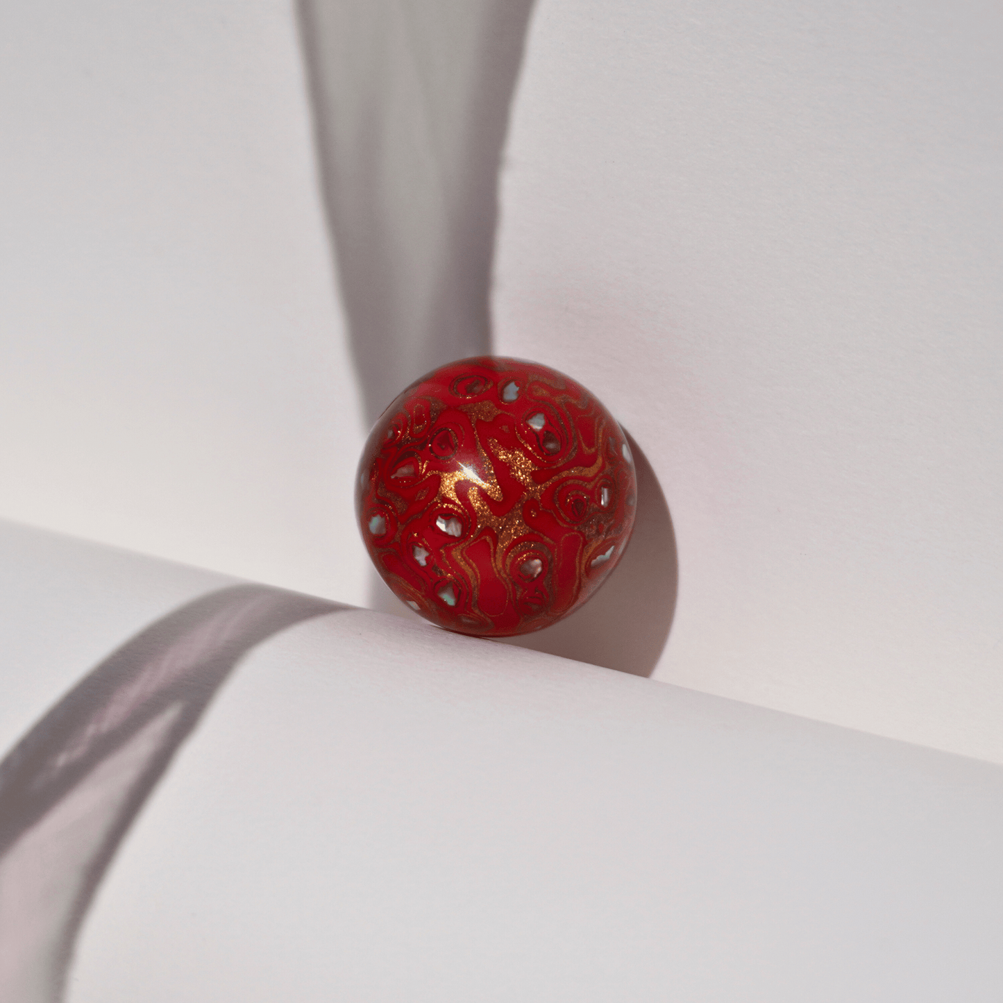 Blood Apricot bead in sun-warmed orange-red gradient, botanical resin_1