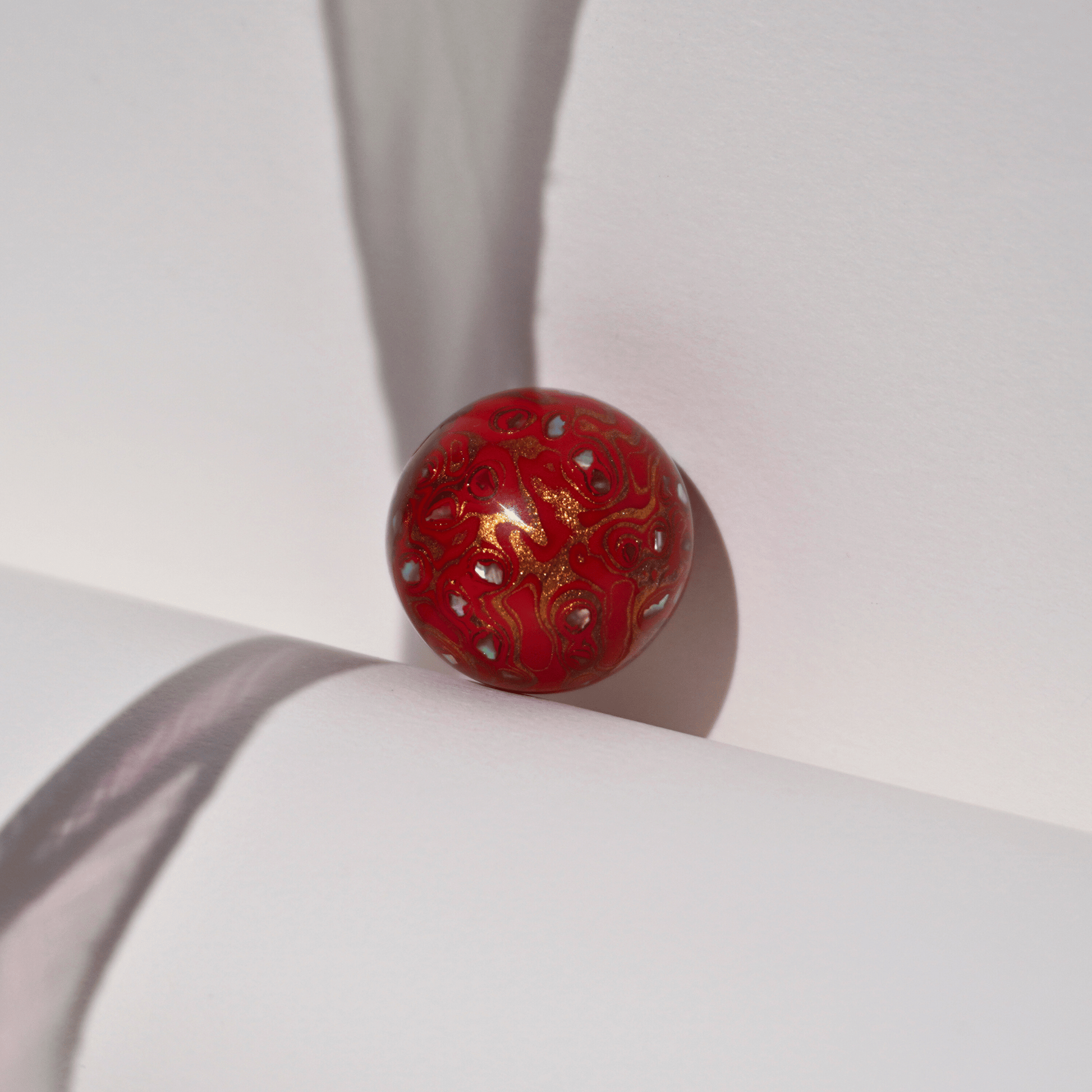 Blood Apricot ritual bead in sun-warmed orange-red gradient, botanical resin_1