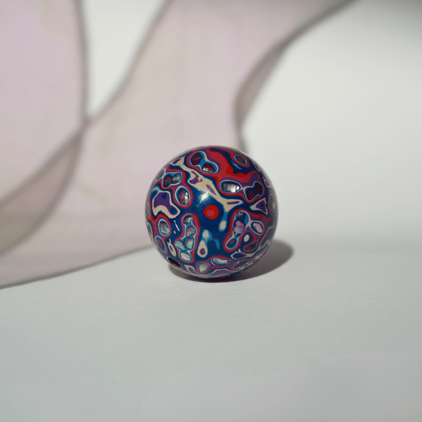 Bubble Blue bead with iridescent pastel glow in organic resin_1
