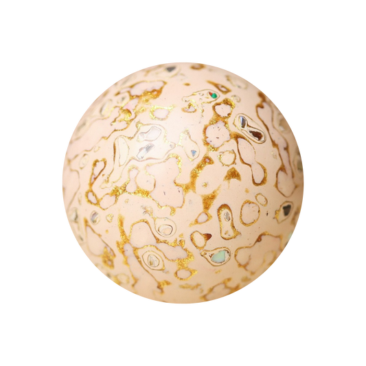 Desert Fortune bead with burnished gold-copper tones, botanical resin_main