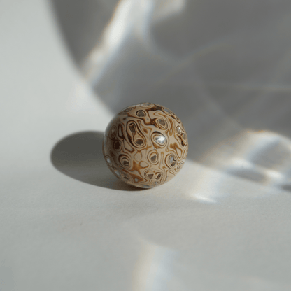 Desert Fortune ritual bead with burnished gold-copper tones, botanical resin_2