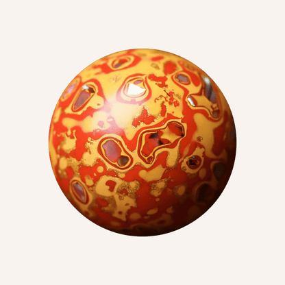Flame Tangerine ritual bead in radiant orange with golden highlights, hand-polished resin_main