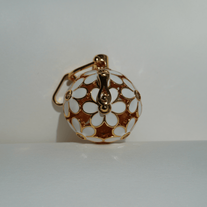 Gold floral cage pendant holder for ritual or crystal beads_1