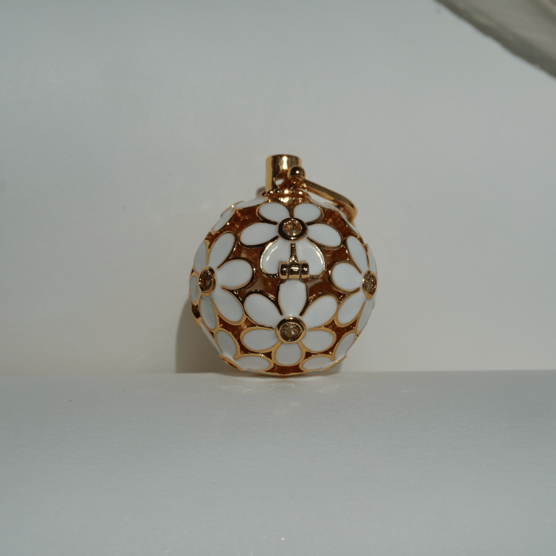Gold floral cage pendant holder for ritual or crystal beads_2