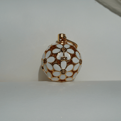 Gold floral cage pendant holder for ritual or crystal beads_2