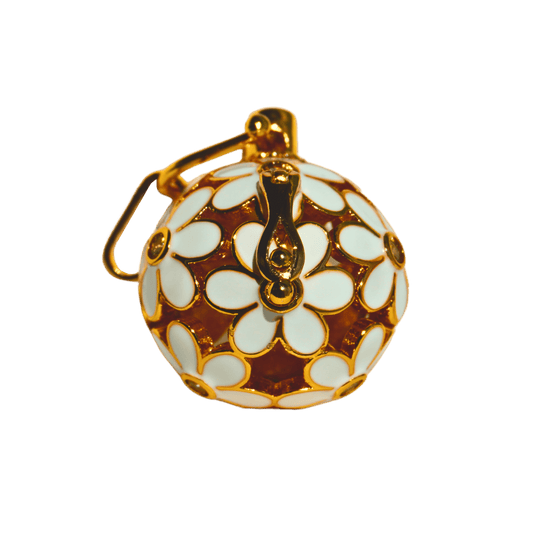 Gold floral cage pendant holder for ritual or crystal beads_main