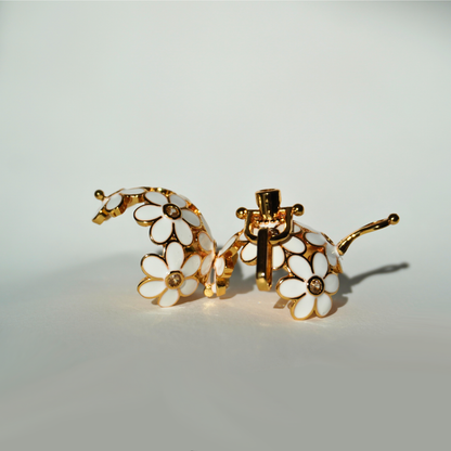 Gold floral cage pendant holder for ritual or crystal beads_open
