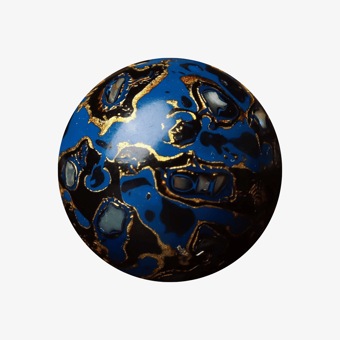Indigo Gold ritual bead with celestial gold veining, handcrafted in plant-based resin_main