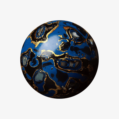 Indigo Gold ritual bead with celestial gold veining, handcrafted in plant-based resin_main