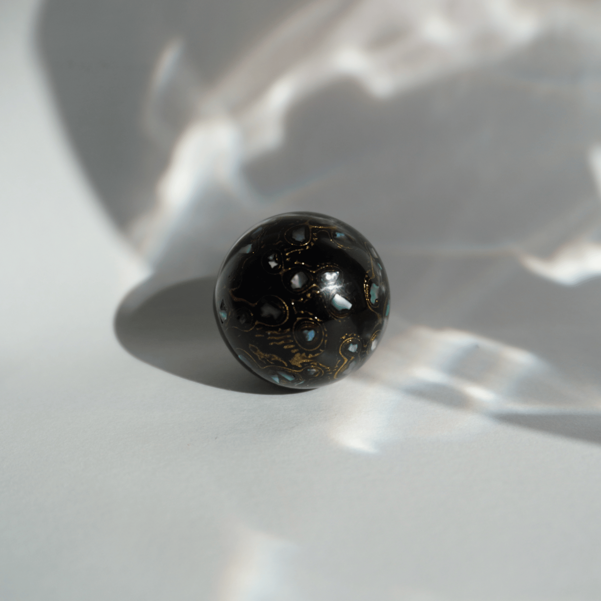 Rich Black bead with high-gloss black finish, hand-layered organic resin_2