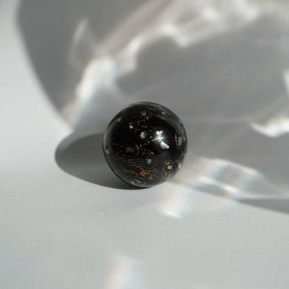 Rich Black bead with high-gloss black finish, hand-layered organic resin_2