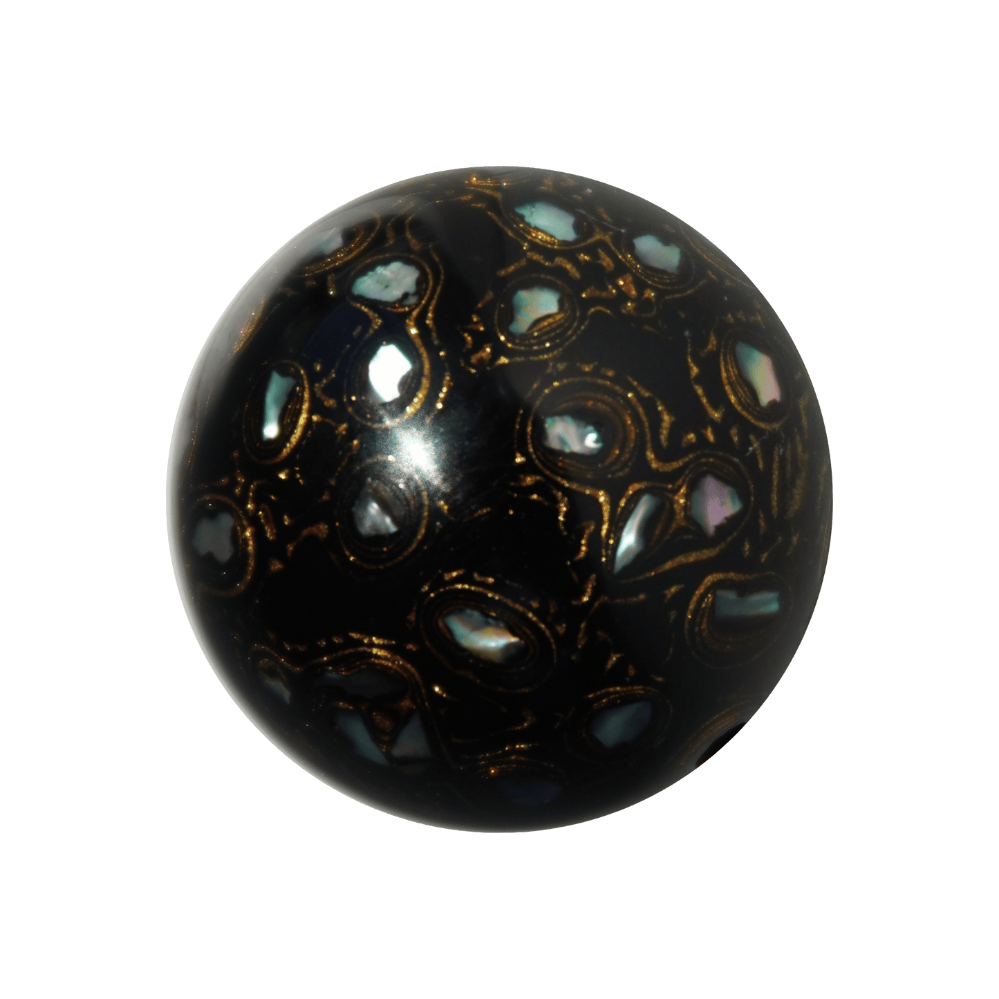 Rich Black bead with high-gloss black finish, hand-layered organic resin_main