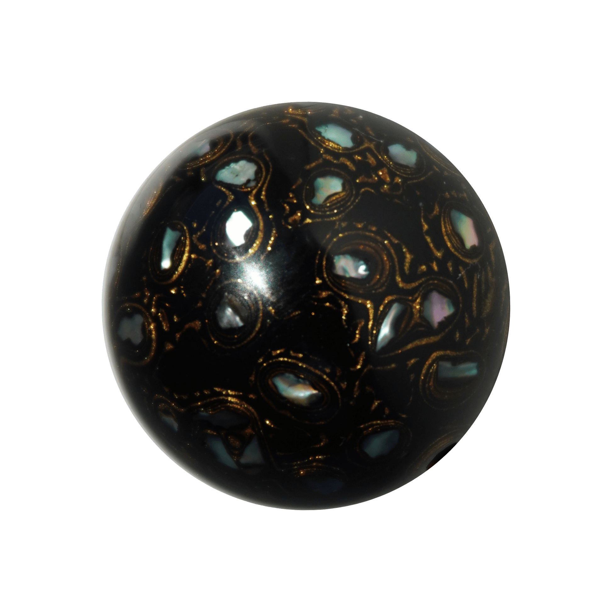 Rich Black bead with high-gloss black finish, hand-layered organic resin_main