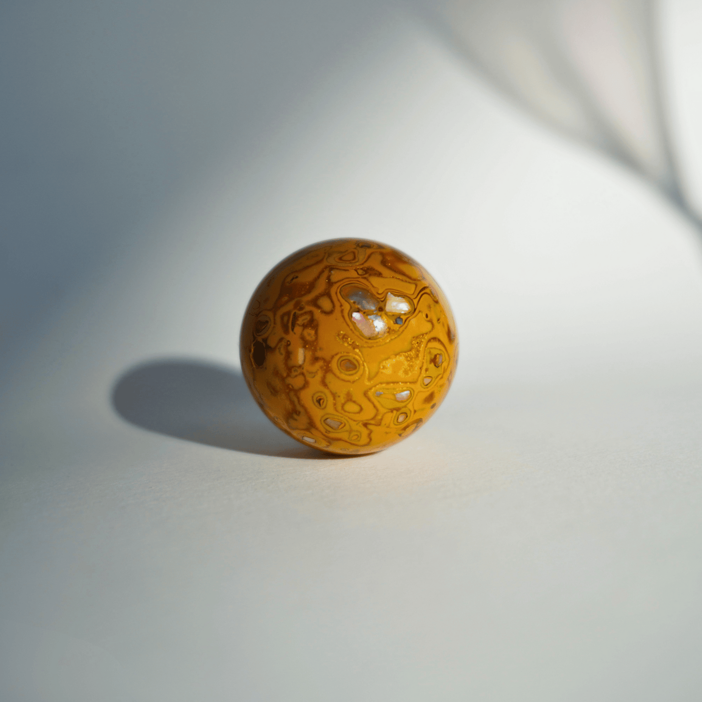 Sheen Gold ritual bead with soft golden matte glow in organic resin_2