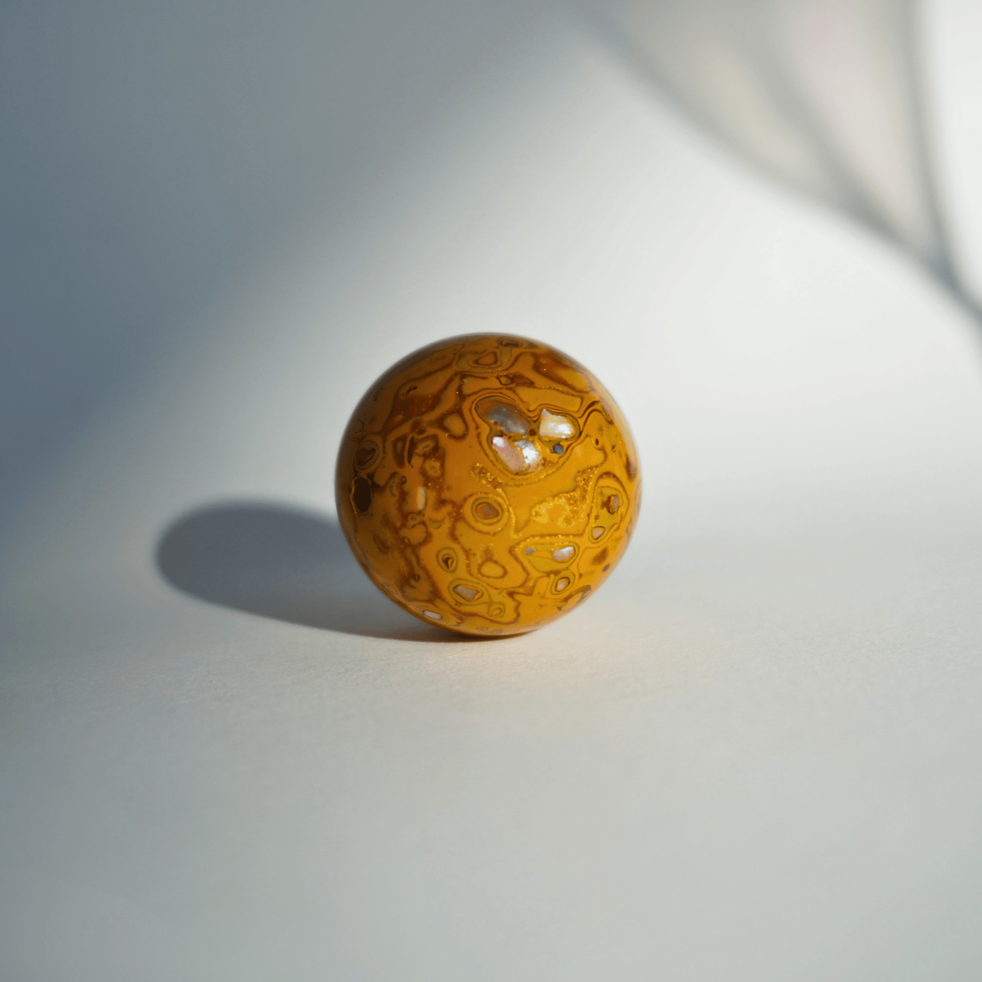 Sheen Gold ritual bead with soft golden matte glow in organic resin_2
