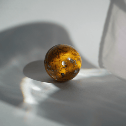 Sheen Gold ritual bead with soft golden matte glow in organic resin_3