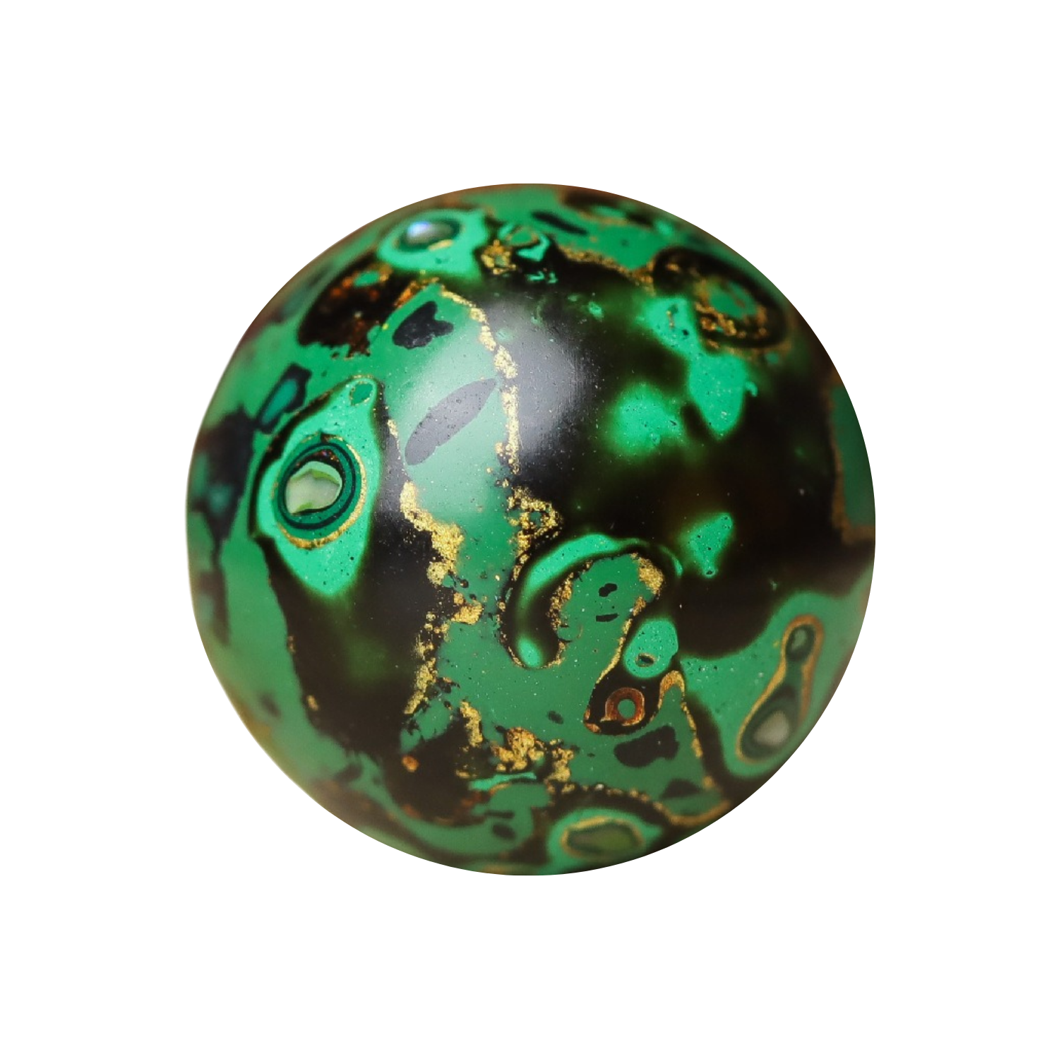 Smoky Seaweed ritual bead in ocean green and grey, hand-layered resin_main