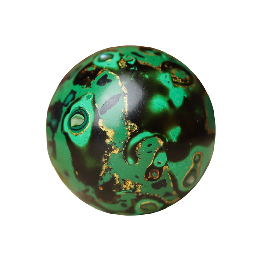 Smoky Seaweed ritual bead in ocean green and grey, hand-layered resin_main
