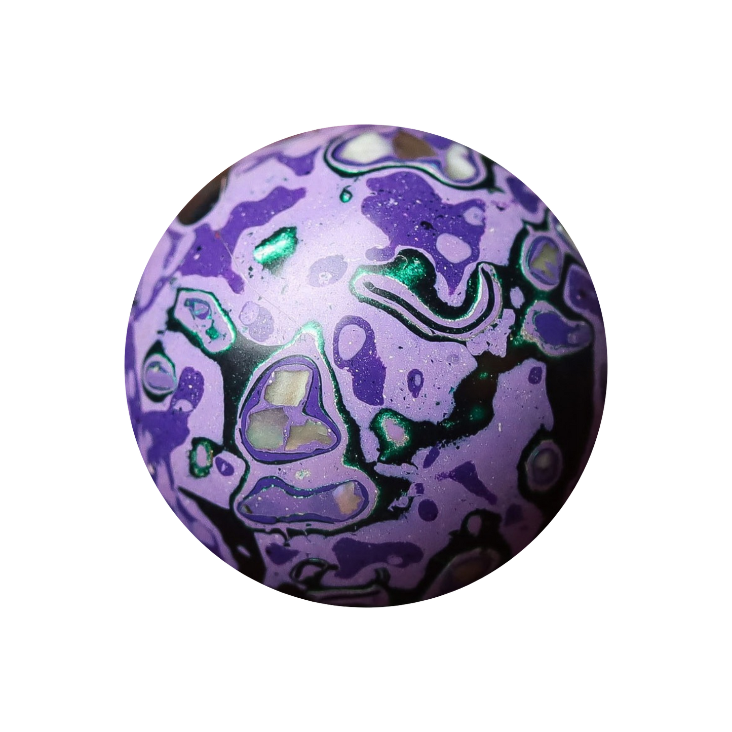 Wisteria Hedge ritual bead in lavender grey with soft glow, hand-polished resin
