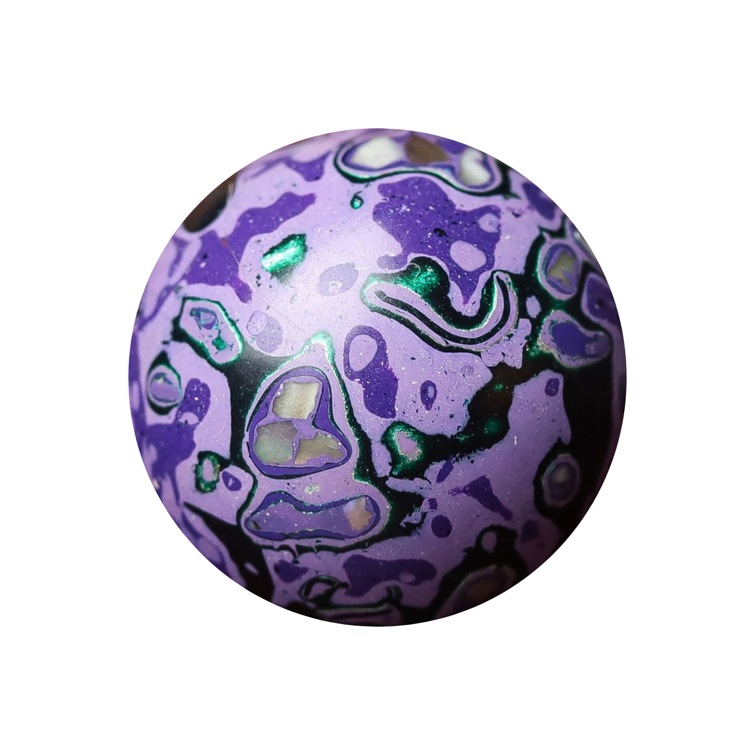 Wisteria Hedge ritual bead in lavender grey with soft glow, hand-polished resin
