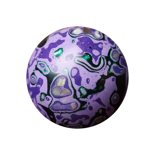 Wisteria Hedge ritual bead in lavender grey with soft glow, hand-polished resin
