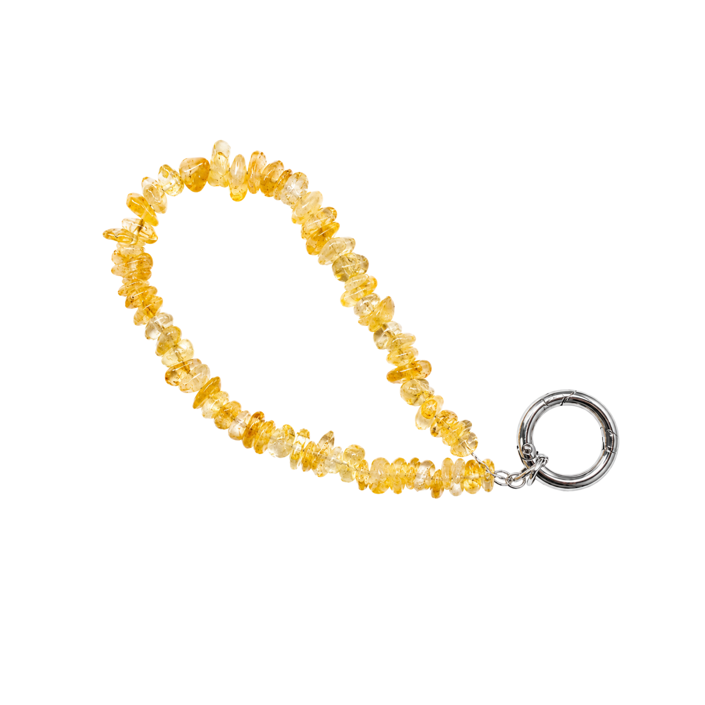 Natural yellow quartz stone phone charm with polished stone chips