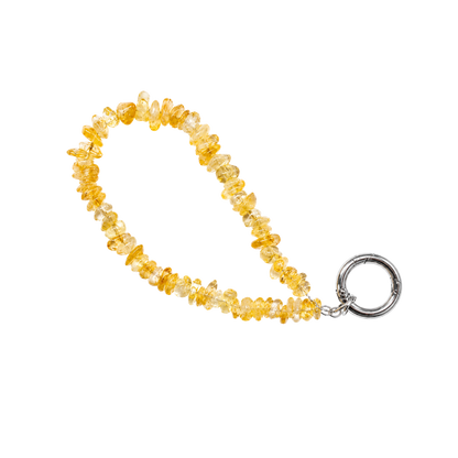 Natural yellow quartz stone phone charm with polished stone chips