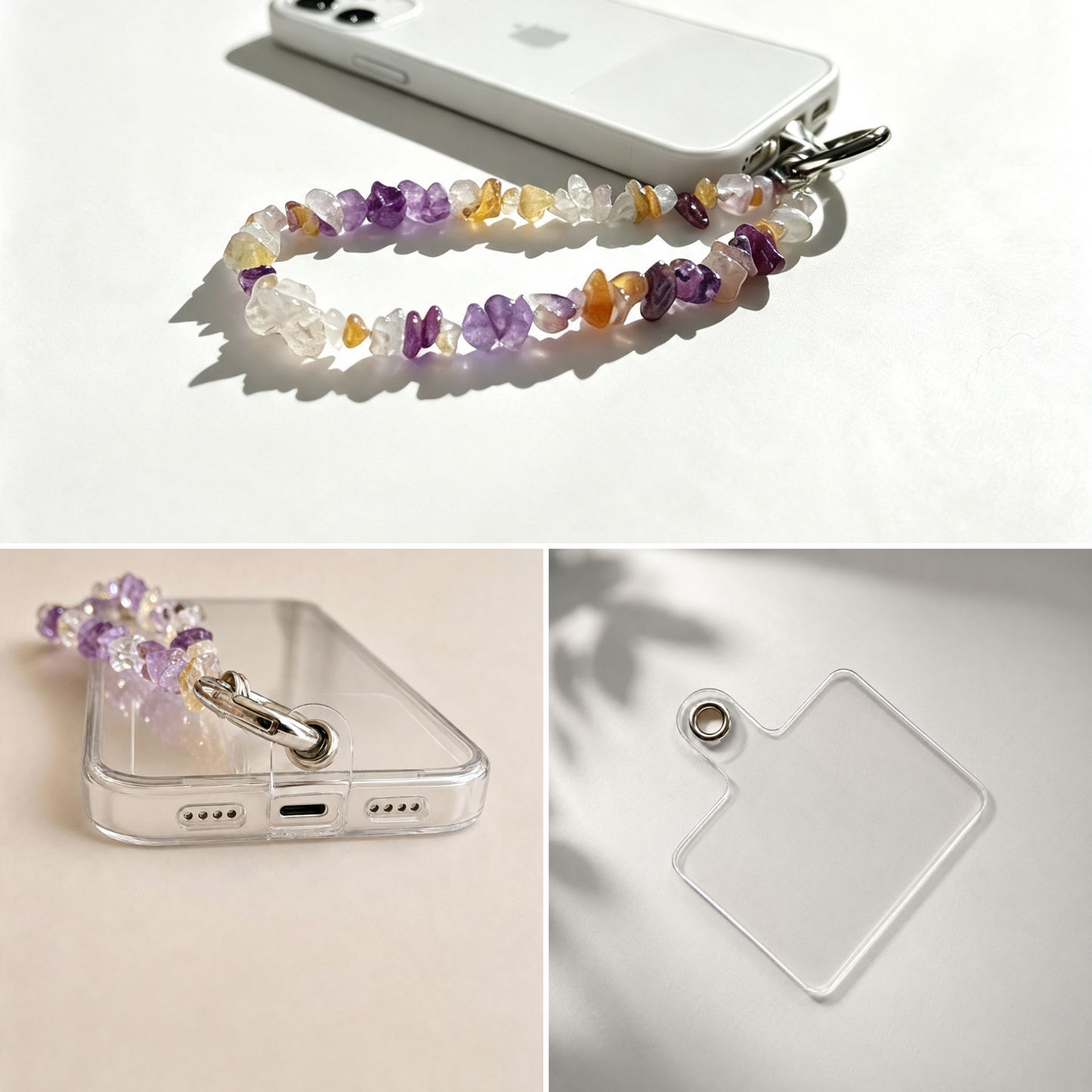 Photos showing how the charm presents on a phone.