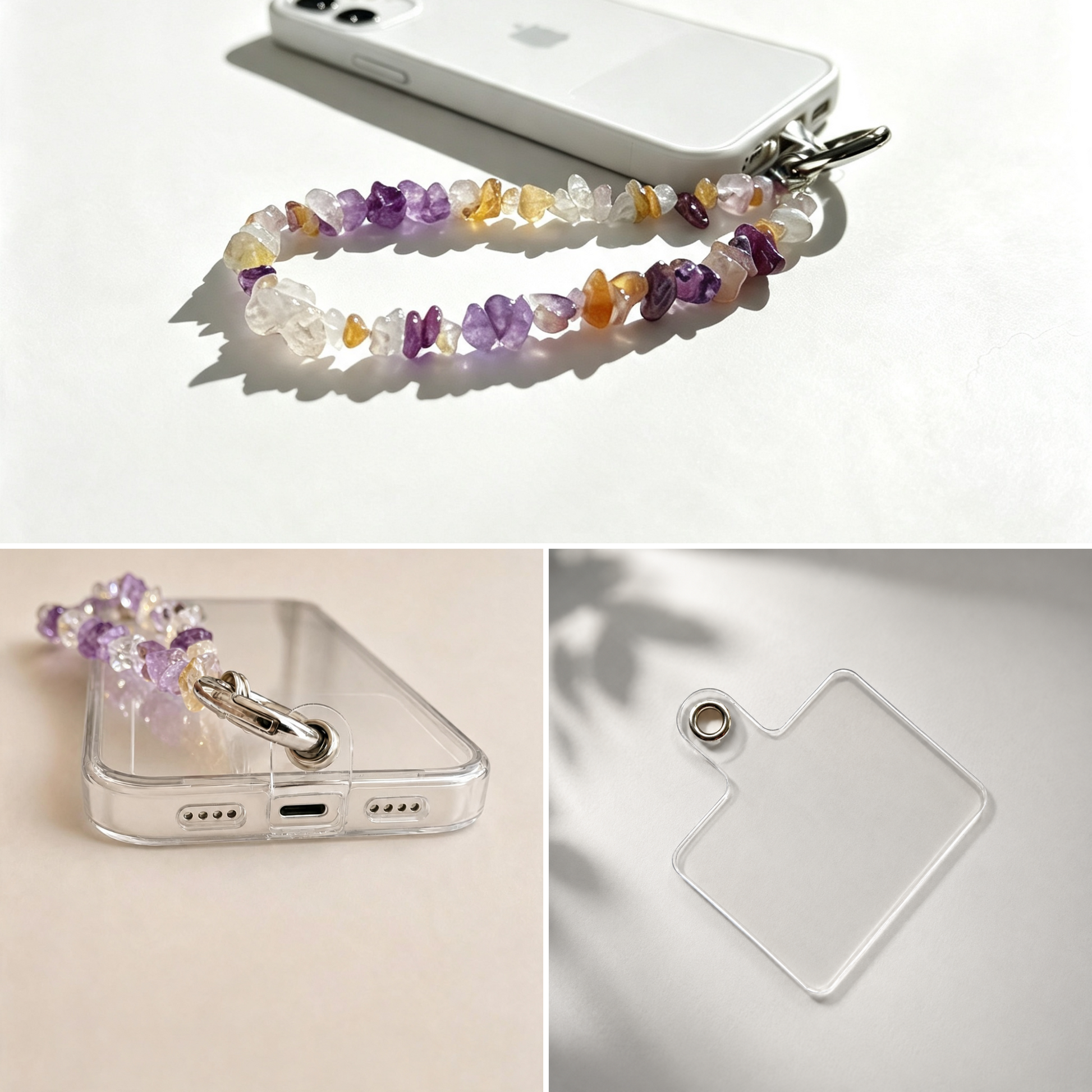 Photos showing how the charm presents on a phone.