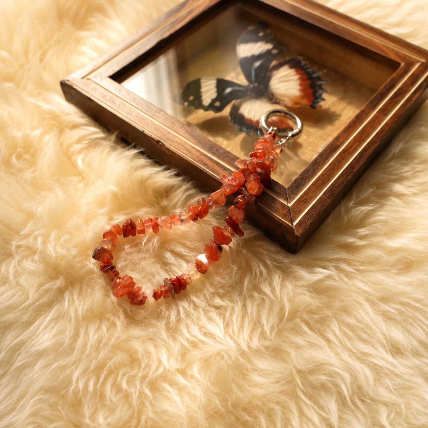 Nanhong Red Agate Chip Phone Charm