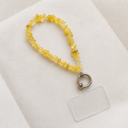 Natural yellow quartz stone phone charm installation with phone case adapter