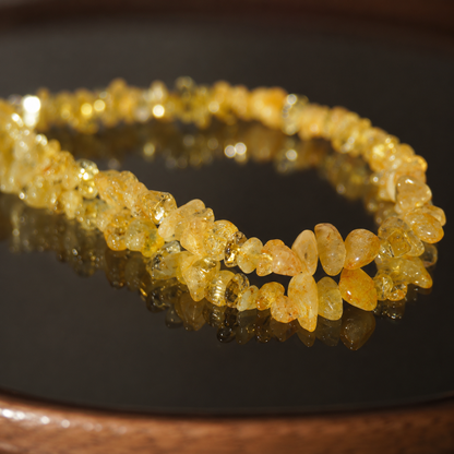 Close-up of genuine yellow quartz stone chips