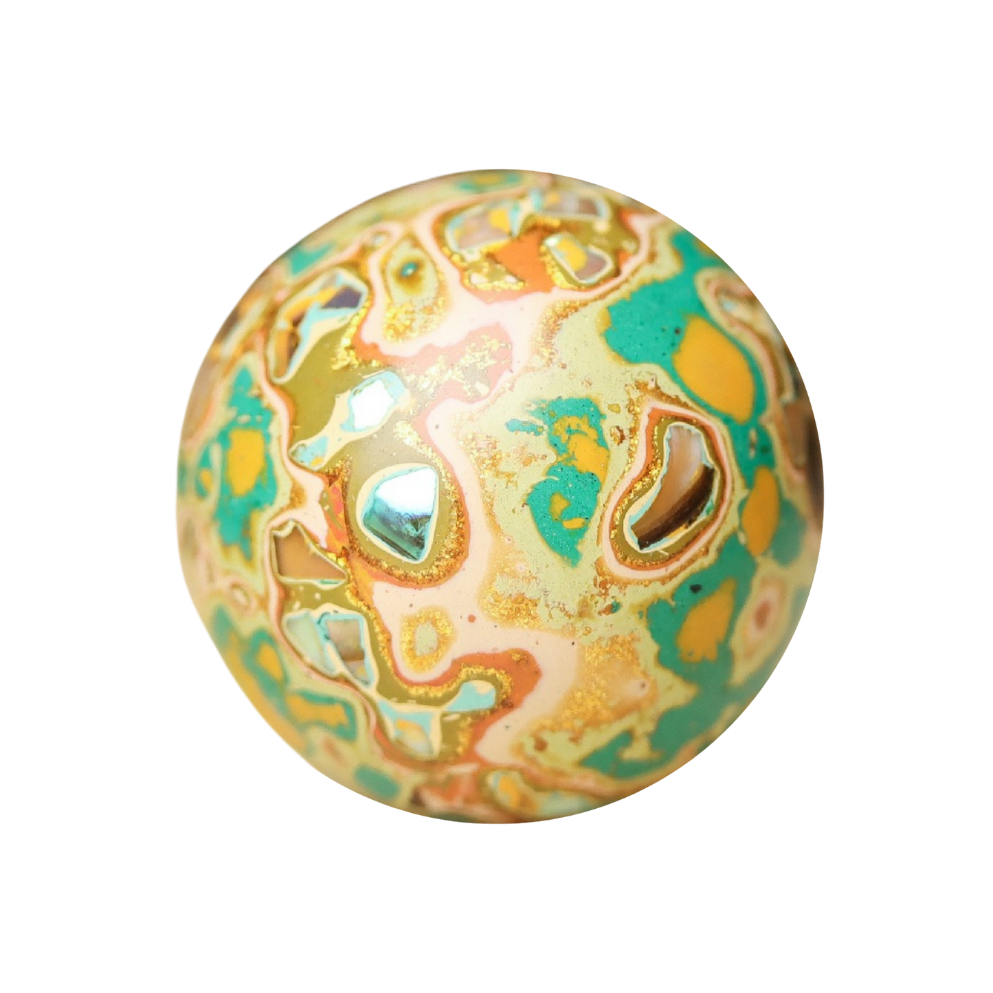 DIY Lacquer Daqi Bead with Mother-of-Pearl Inlay - Mint Parchment