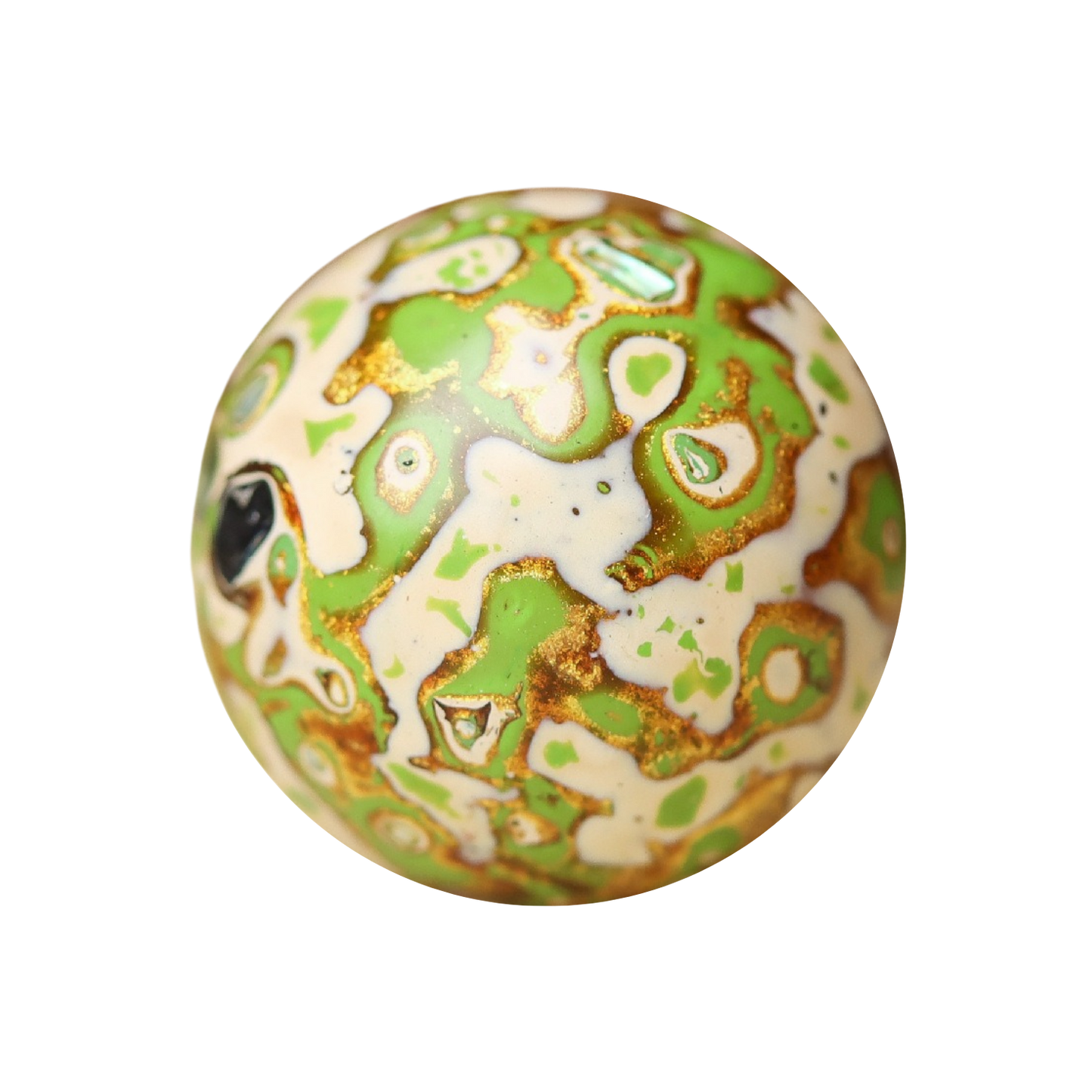 DIY Lacquer Daqi Bead with Mother-of-Pearl Inlay - Pistachio Gold