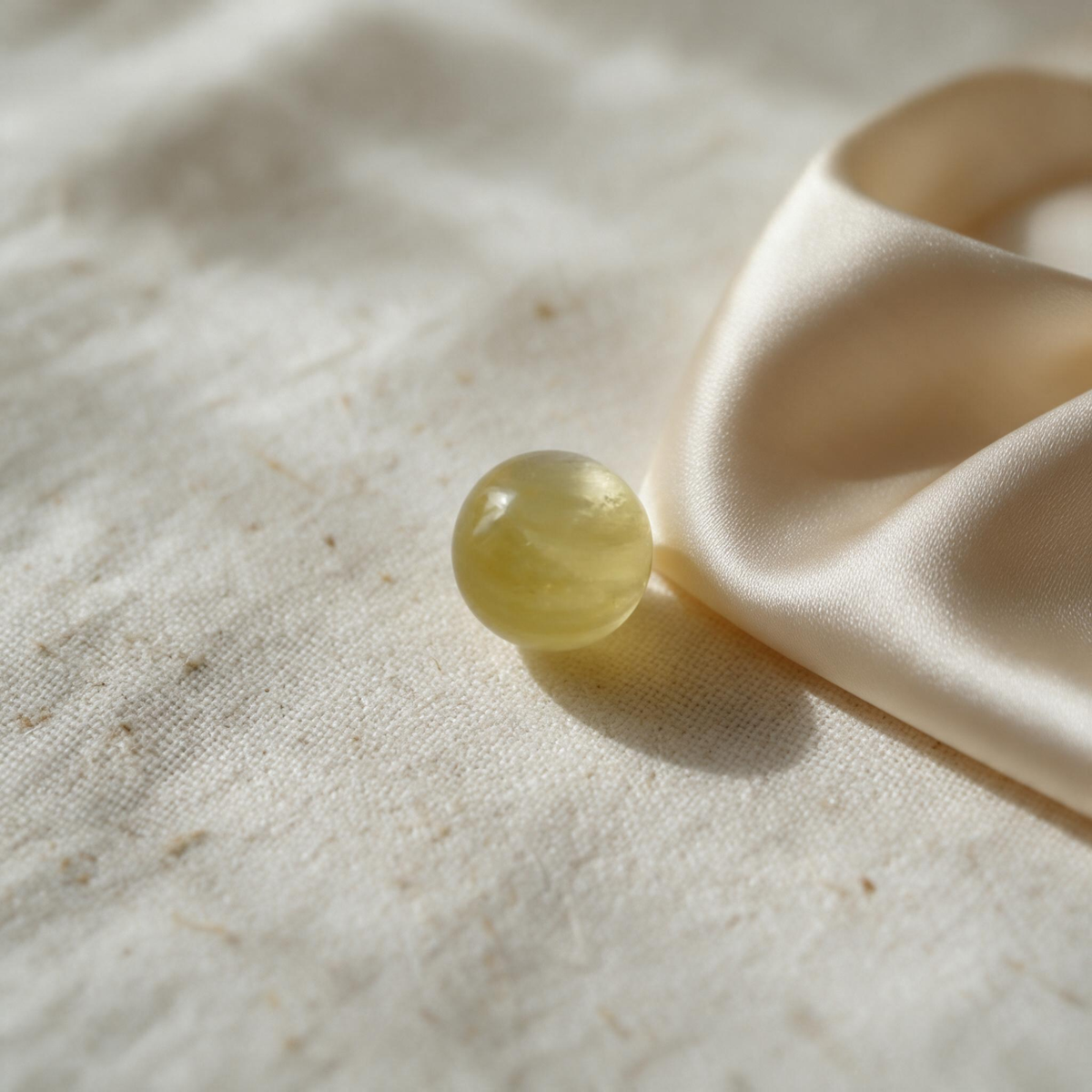Floating Bead Choker Chardonnay posé sur un textile