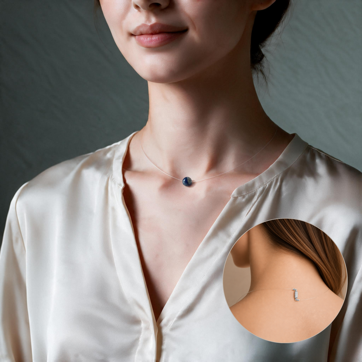 Earth — Collier à perle flottante en cyanite bleue