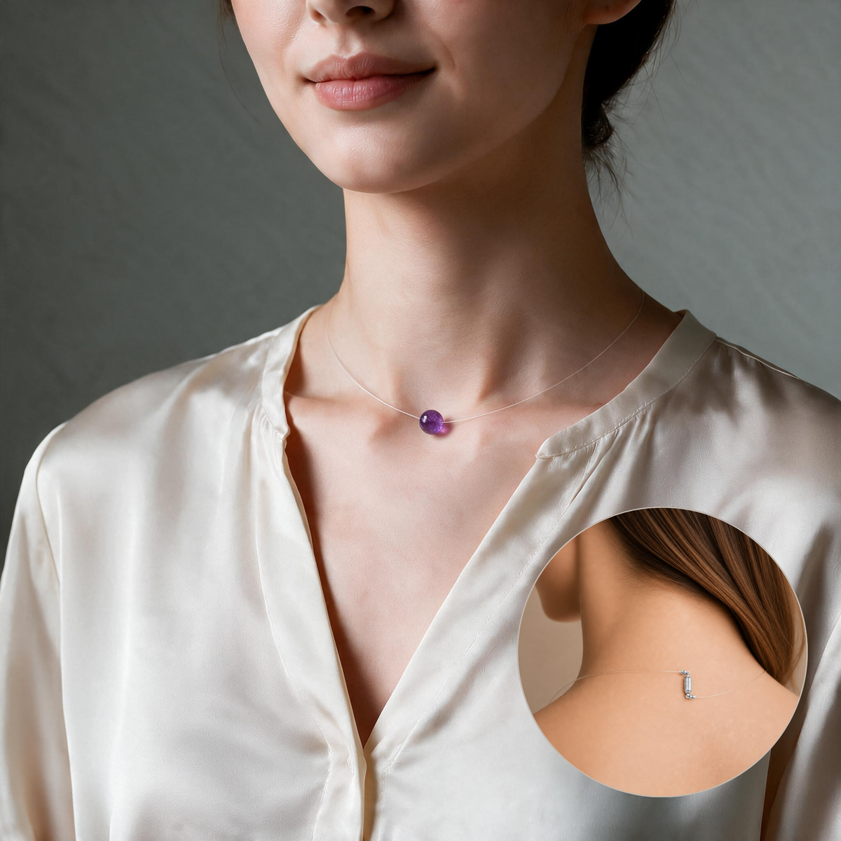 Nebula | Collier à perle flottante en améthyste