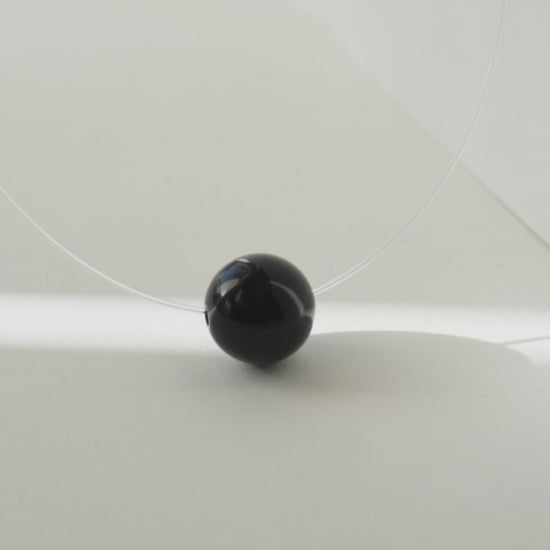Bombay — Collier perle flottante en agate noire